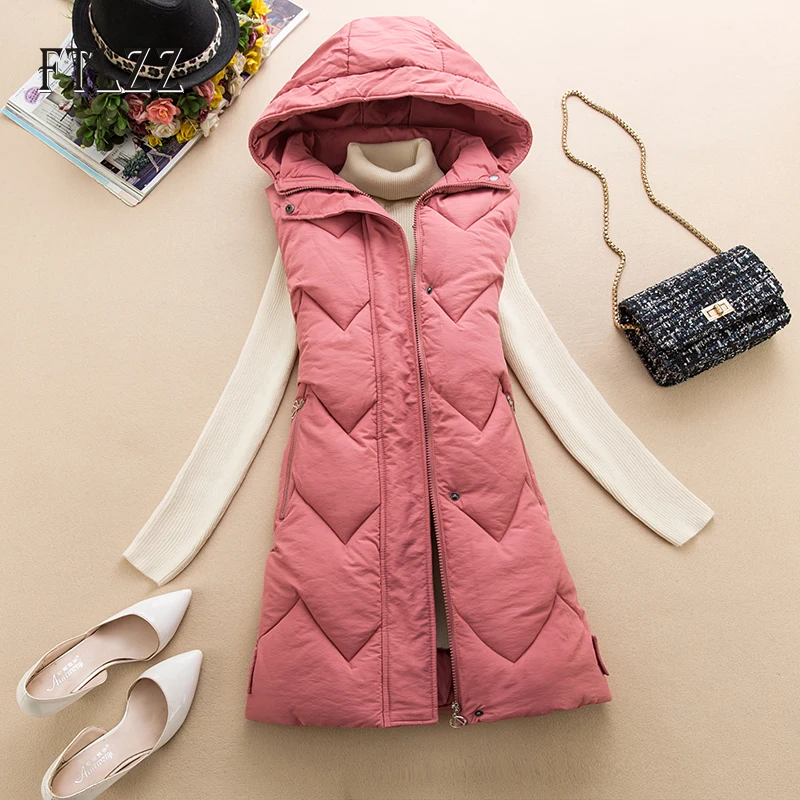 Women Meidum Long Warm Vests New 2019 Autumn Winter Hooded Zipper Sleeveless Tops Female Outerwear Red Waistcoat Mujer
Women Meidum Long Warm Vests New 2019 Autumn Winter Hooded Zipper Sleeveless Tops Female Outerwear Red Waistcoat Mujer