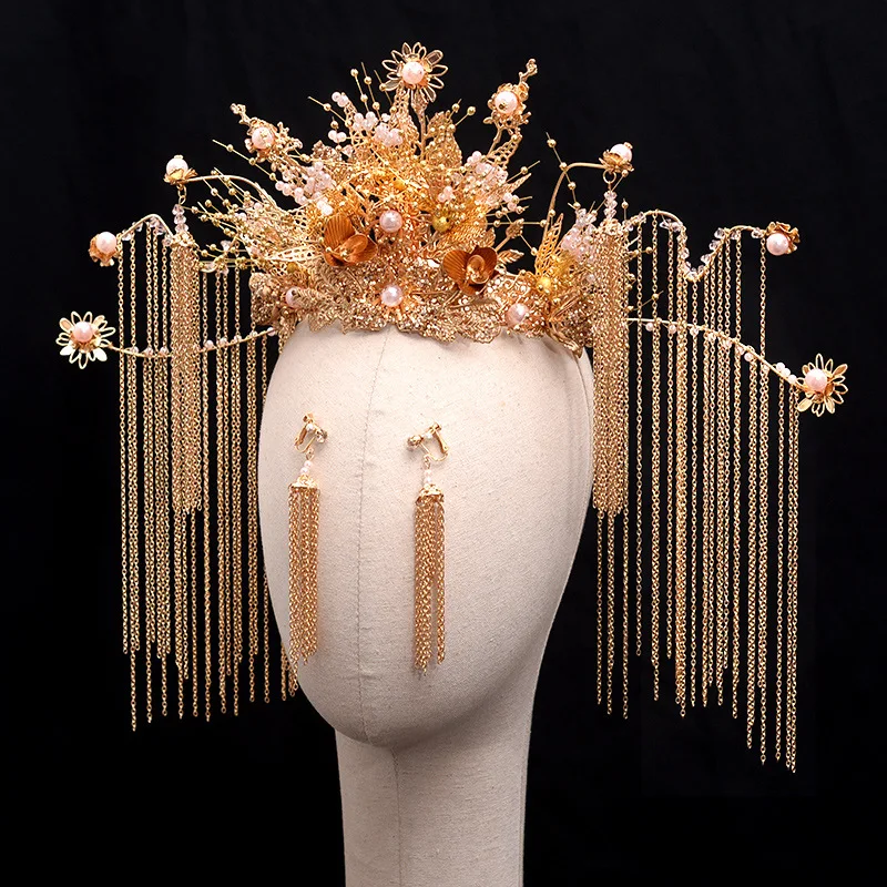 Chinese Bride Headdress Hair Ornaments Set Tassel Phoenix Crown Costume Wedding Accessories Wholesale
Chinese Bride Headdress Hair Ornaments Set Tassel Phoenix Crown Costume Wedding Accessories Wholesale
