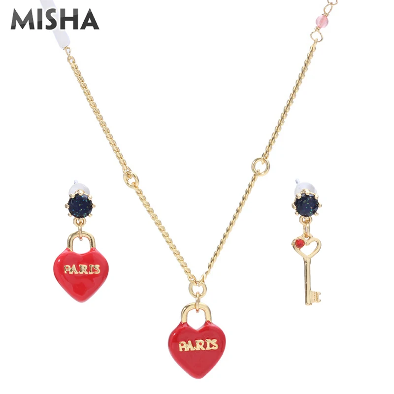 MISHA Fashion Jewelry Sets For Women Necklace Earrings Paris Heart Lock And Keys Design Handmade Jewelry Wedding Party Gift L664
MISHA Fashion Jewelry Sets For Women Necklace Earrings Paris Heart Lock And Keys Design Handmade Jewelry Wedding Party Gift L664