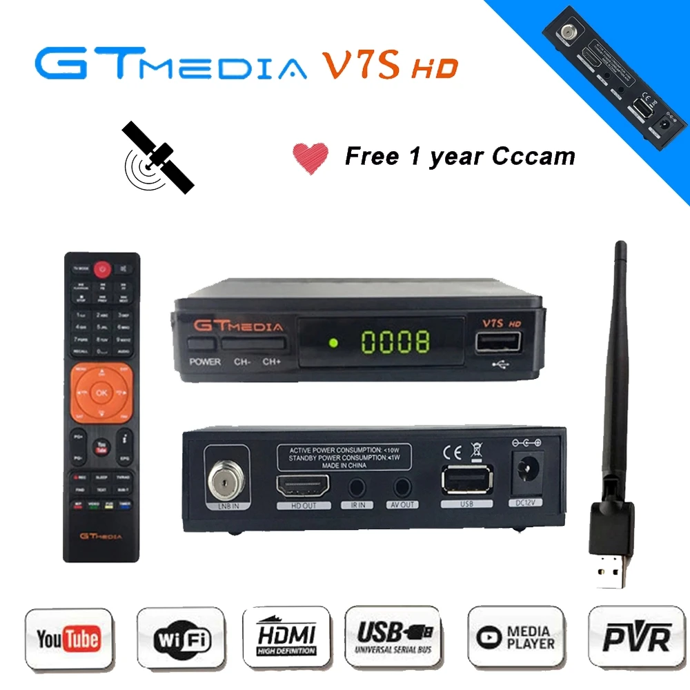 DVB-S2 Satellite TV Receiver Freesat V7S 1 Year Europe cline GTmedia V7 HD Decoder for Spain Germany Portugal Include USB Wifi
DVB-S2 Satellite TV Receiver Freesat V7S 1 Year Europe cline GTmedia V7 HD Decoder for Spain Germany Portugal Include USB Wifi