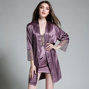 Kimono Robe Gown Women Nightdress V-neck Suspenders Sleepwear Satin Nightgown Summer Sexy Lace Thin Hollowed Out Home Clothes
Kimono Robe Gown Women Nightdress V-neck Suspenders Sleepwear Satin Nightgown Summer Sexy Lace Thin Hollowed Out Home Clothes