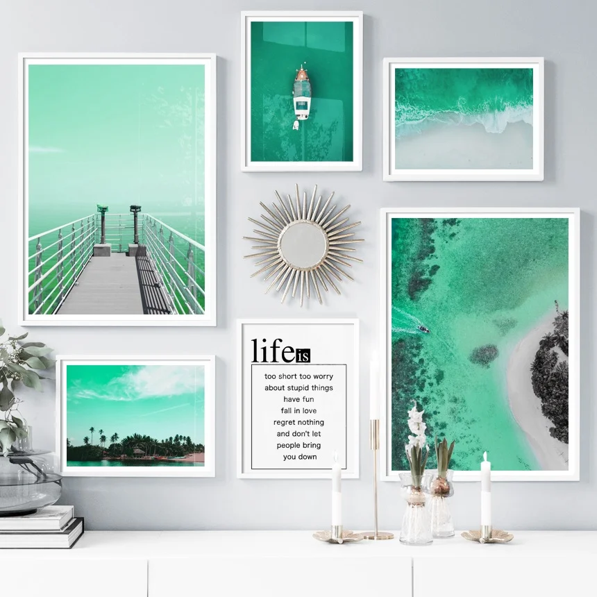 

Bridge Sea Beach Palm Coconut Tree Wall Art Print Canvas Painting Nordic Posters And Prints Wall Pictures For Living Room Decor