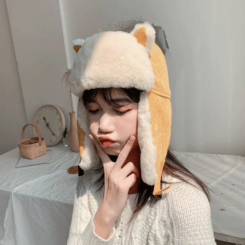 

Hat female winter Korean version of the cat ears Lei Feng hat sweet cute students thick outdoor climbing warm Lei Feng earmuffs