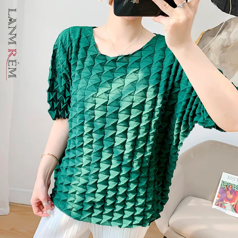 LANMREM Pleated T-shirt For Women O-neck Loose Short Sleeve Top Female Solid Color Fashion All-match 2023 Spring 2J522
LANMREM Pleated T-shirt For Women O-neck Loose Short Sleeve Top Female Solid Color Fashion All-match 2023 Spring 2J522