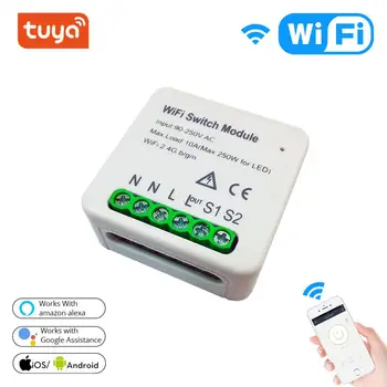 Tuya Mini WiFi Smart Switch Module DIY Breaker Smart Home Automation On/Off controller Voice Control Work with Alexa Google Home
