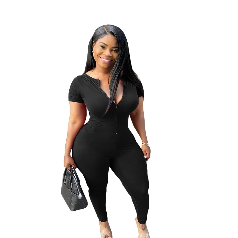 2020 New Autumn Woman Jumpsuit Hot Style Model Solid-color Zipper Short Sleeves Outfits European and American Rompers Bodysuit
2020 New Autumn Woman Jumpsuit Hot Style Model Solid-color Zipper Short Sleeves Outfits European and American Rompers Bodysuit