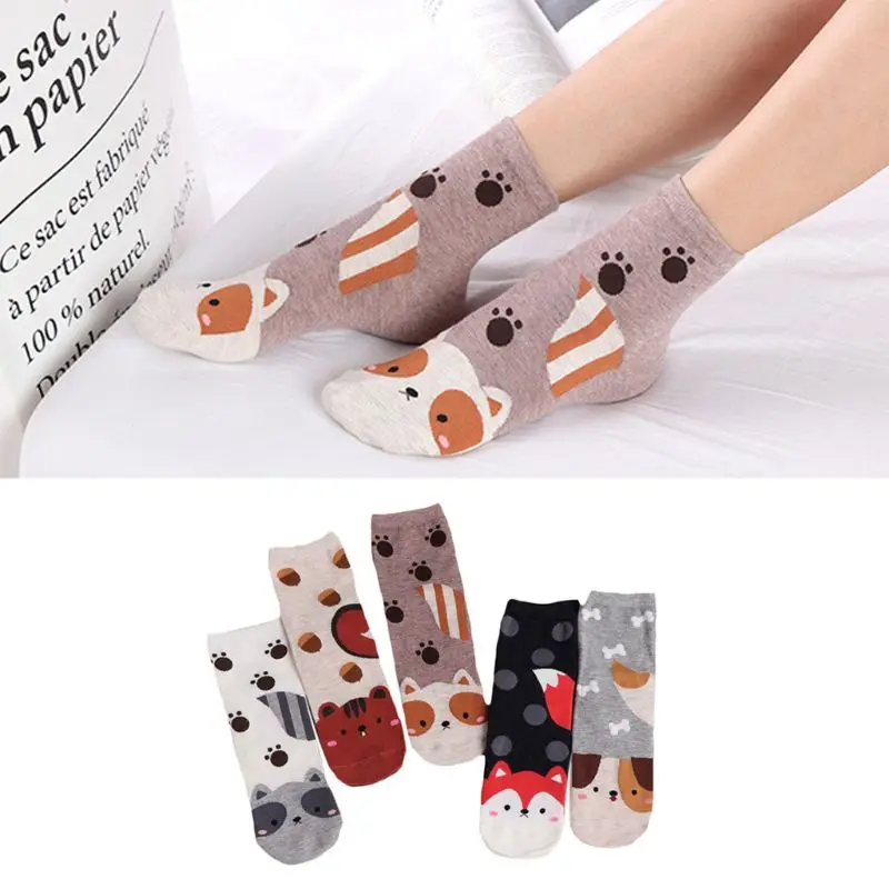 5 Pairs Women Kawaii Combed Cotton Straight Crew Socks Cute Colored Cartoon Animal Dog Cat Squirrel Print Funny Mid Tube Hosiery
5 Pairs Women Kawaii Combed Cotton Straight Crew Socks Cute Colored Cartoon Animal Dog Cat Squirrel Print Funny Mid Tube Hosiery