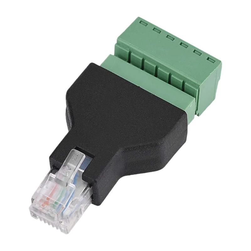 Фото Adapter Connector Ethernet Rj12 6P6C Male To Screw Terminal 6 Pin Splitter with Shield Plug Terminals Adapt | Электроника