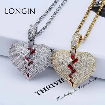 LONGIN European And American Gold Color Silver Personality Heartbreak Shape Men And Women Couple Pendant Zircon Hip Hop Necklace
LONGIN European And American Gold Color Silver Personality Heartbreak Shape Men And Women Couple Pendant Zircon Hip Hop Necklace