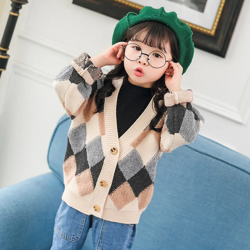 Kids' Sweater 2019 Autumn New Style Korean-style Childrenswear BOY'S Casual Cardigan Girls Rhombus Plaid Knit Coat
Kids' Sweater 2019 Autumn New Style Korean-style Childrenswear BOY'S Casual Cardigan Girls Rhombus Plaid Knit Coat