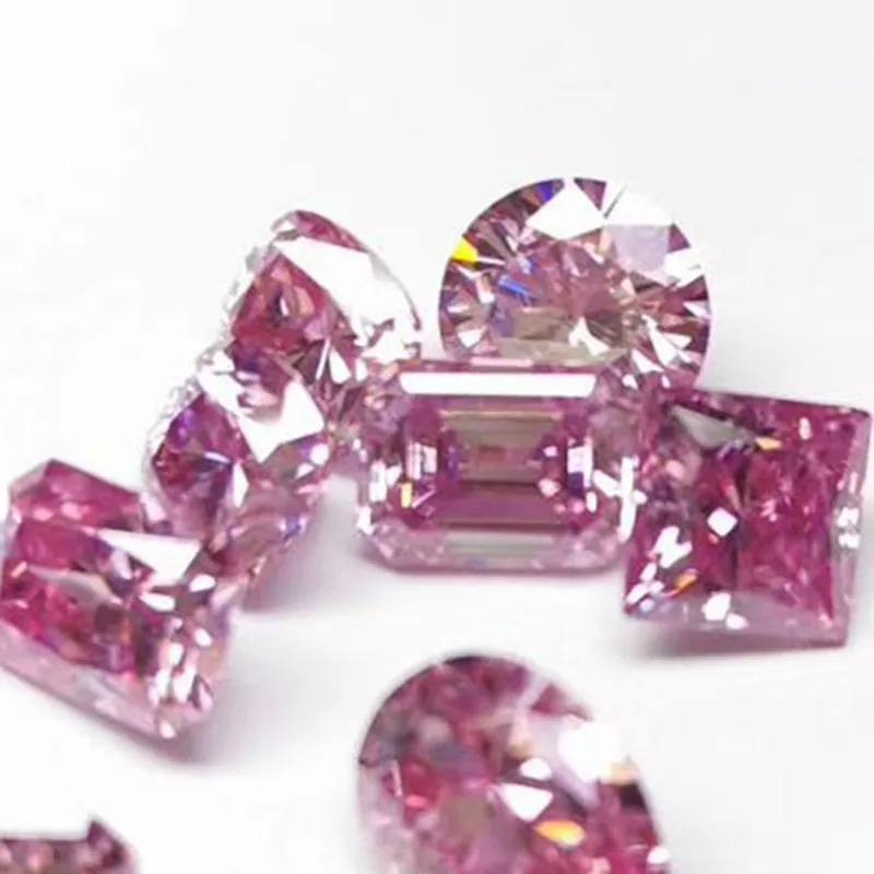 Фото Квадратные драгоценные камни 1 карат розовый Муассанит 5 5x5 мм Бриллианты |