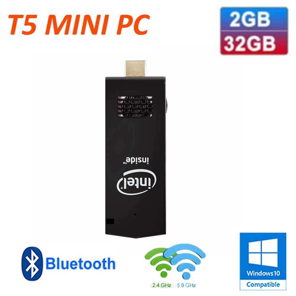 T5 Mini PC Z8350 Computer Stick DDR3L 2GB +eMMC 32GB HDMI1.4 Wireless Bluetooth Mini PC Support Windows10 OS HD PC Mini Player
T5 Mini PC Z8350 Computer Stick DDR3L 2GB +eMMC 32GB HDMI1.4 Wireless Bluetooth Mini PC Support Windows10 OS HD PC Mini Player