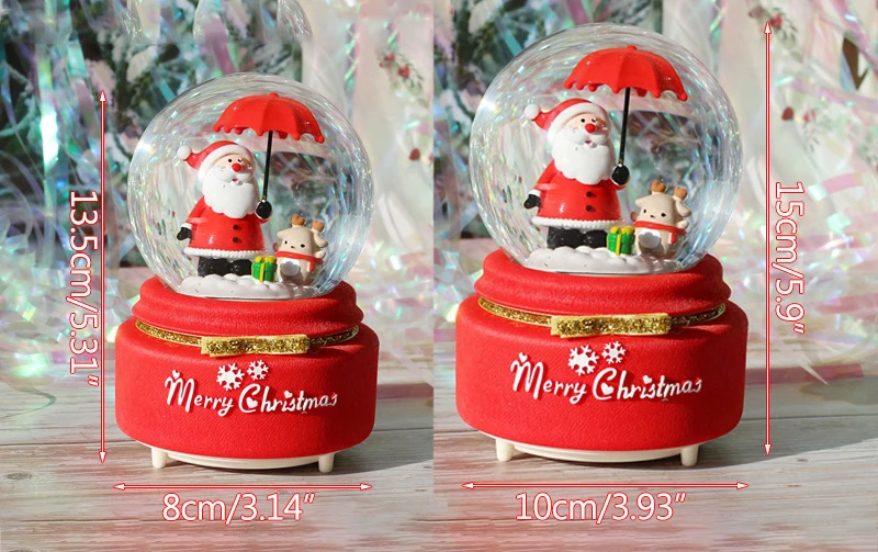 strongwell merry christmas crystal ball music box
