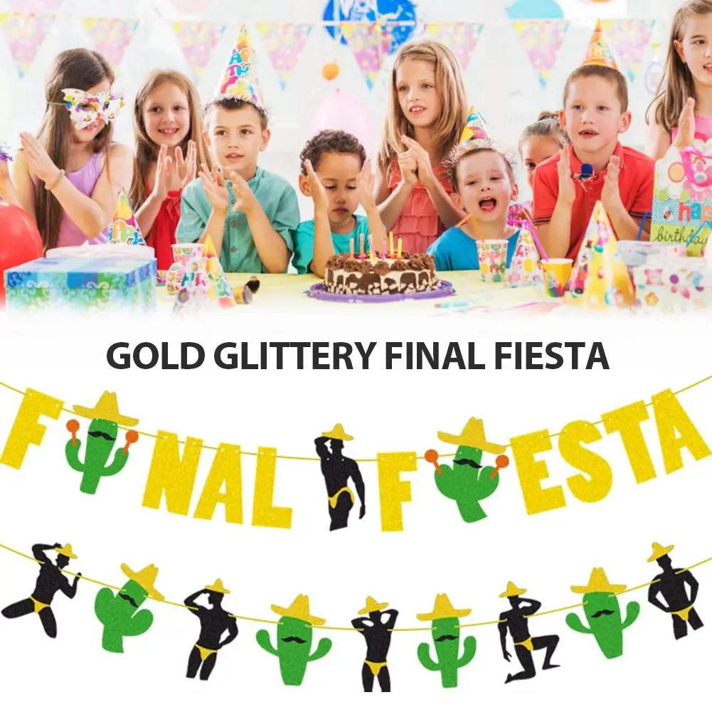 Gold Glittery Final Fiesta Banner And Glittery Cactus Garland For Theme Party Decoration
Gold Glittery Final Fiesta Banner And Glittery Cactus Garland For Theme Party Decoration