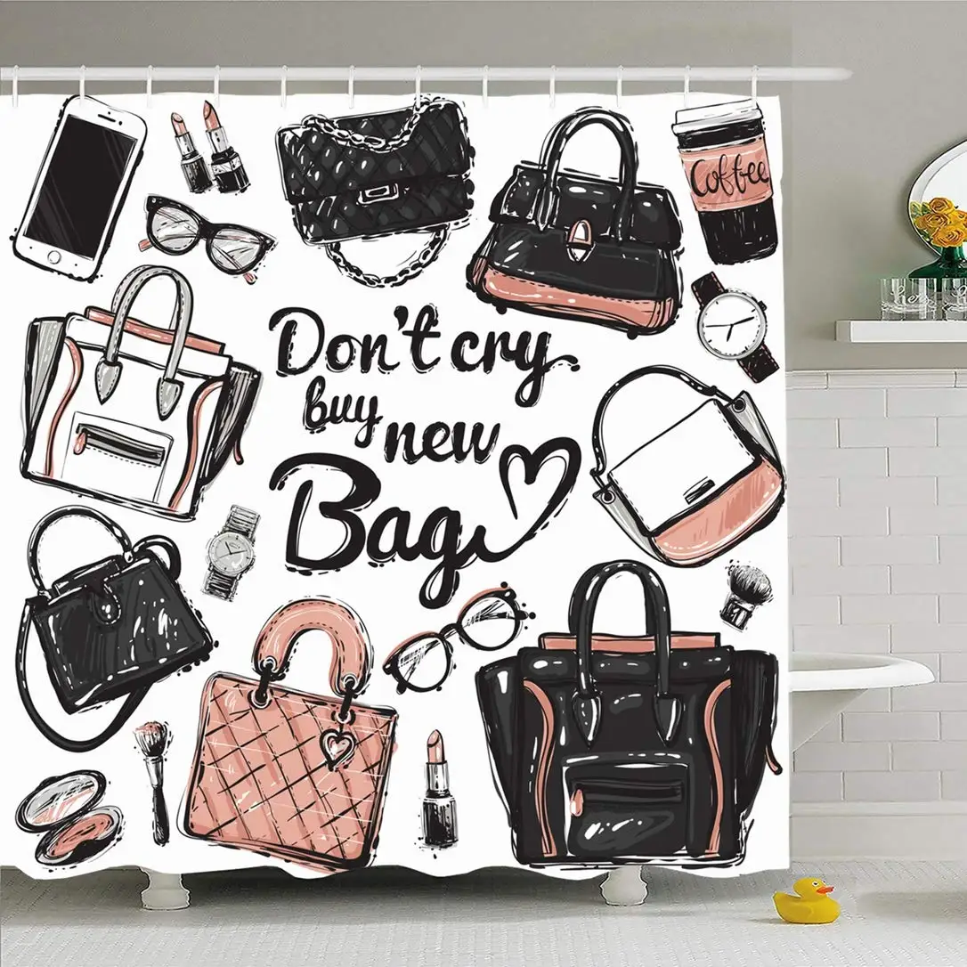 Shower Curtain Set with Hooks 72x72 Hand Drawn Watercolor Banner Graphic Lipstick Bags Different Design Beauty Fashion Objects
Shower Curtain Set with Hooks 72x72 Hand Drawn Watercolor Banner Graphic Lipstick Bags Different Design Beauty Fashion Objects
