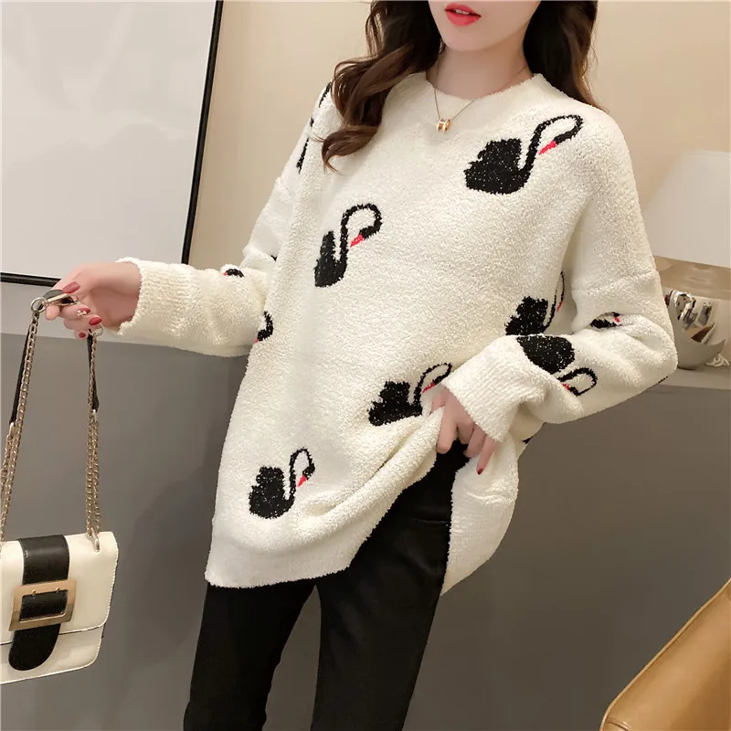 Knitted Autumn Winter Sweater Women Office Gray Pullover White With Black Sweater Women Sweater white
Knitted Autumn Winter Sweater Women Office Gray Pullover White With Black Sweater Women Sweater white