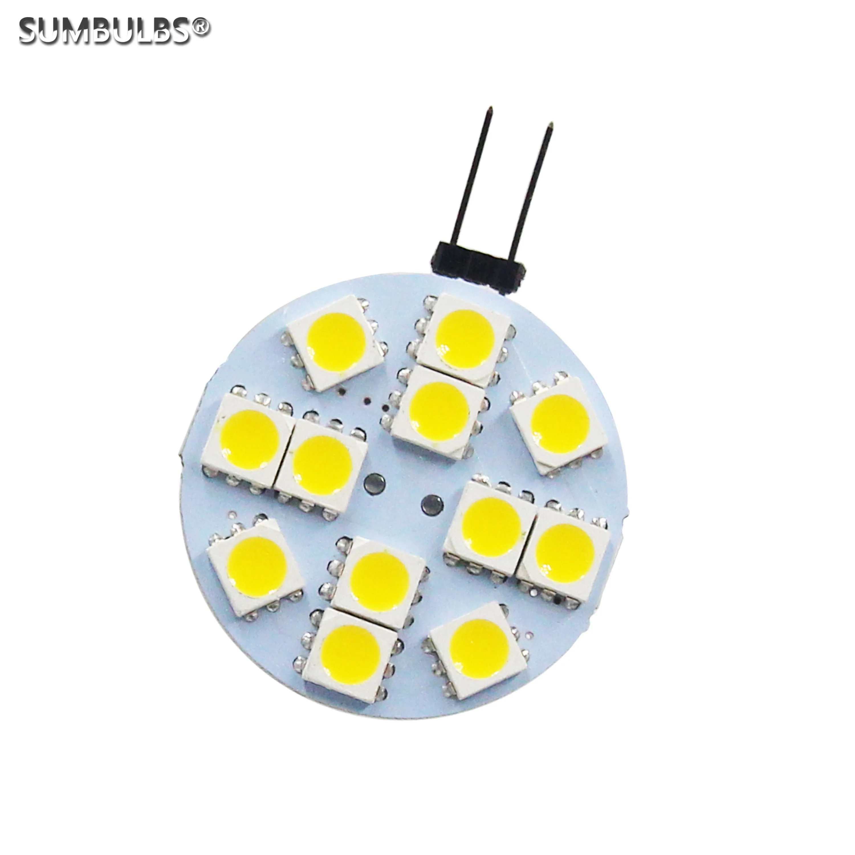 

SUMBULBS On DC 12V LED BULB 2.4W G4 12 LEDS 5050 SMD LED Chips 180 Beam angle Degrees Input Warm Cold White Lamp