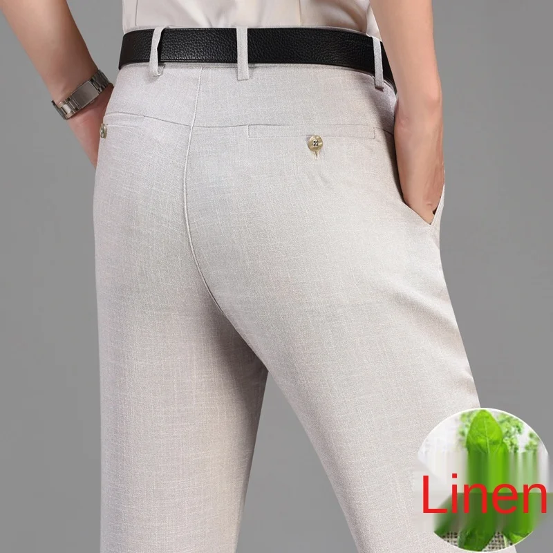 black Khaki Men Trousers Casual Summer Flat Thin Loose High Waist Linen Pants Business Office Formal Suit Pants For Men
black Khaki Men Trousers Casual Summer Flat Thin Loose High Waist Linen Pants Business Office Formal Suit Pants For Men