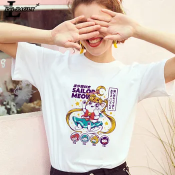Lei SAGLY Sailor Moon Meow Cute Cat Women T Shirt Harajuku Female Gothic Short Sleeve kawaii Casaul graphic Tee Tops
Lei SAGLY Sailor Moon Meow Cute Cat Women T Shirt Harajuku Female Gothic Short Sleeve kawaii Casaul graphic Tee Tops