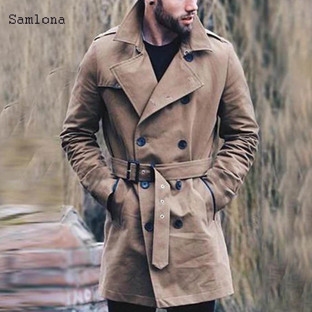 

Men Overcoat Fashion Double Breasted Long Trench Coat Men New Jacket Coats Mens England Style Slim Casual Long Windbreak Coat