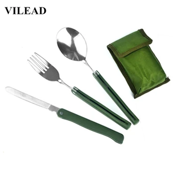 VILEAD Army Green Multifunctional Folding Outdoor Tableware Stainless Steel Knife Spoon Fork 3pcs/Set Camping BBQ Picnic Tools
VILEAD Army Green Multifunctional Folding Outdoor Tableware Stainless Steel Knife Spoon Fork 3pcs/Set Camping BBQ Picnic Tools
