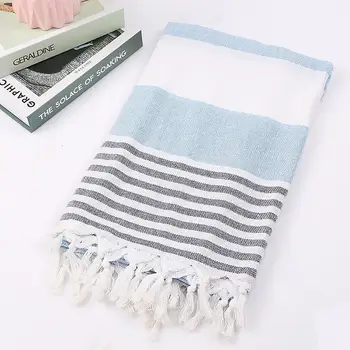 

50 Beach Towels Cotton Stripes Yarn-Dyed Stripes Thin Bath Towel Sunscreen Muslin Towels for Adults 100*180cm Peshtemal