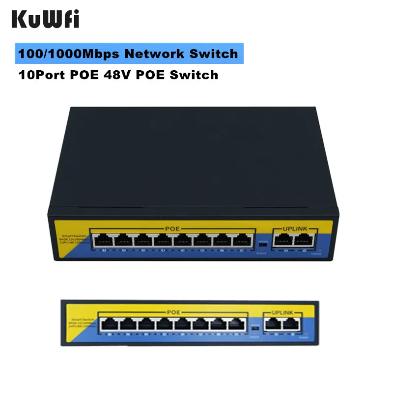 POE Switch 100/1000mbps Ethernet Switch 10Port 48V Gigabit Switcher RJ45 Hub 8Port POE + 2Port Uplink Distance 10-50m
POE Switch 100/1000mbps Ethernet Switch 10Port 48V Gigabit Switcher RJ45 Hub 8Port POE + 2Port Uplink Distance 10-50m