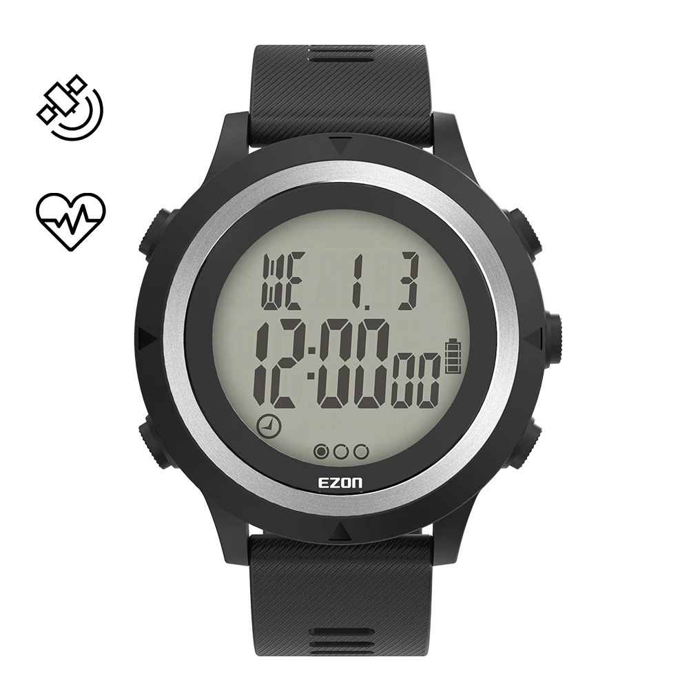 EZON T909C GPS Мужские Цифровые спортивные часы с оптическим пульсометром шагомер