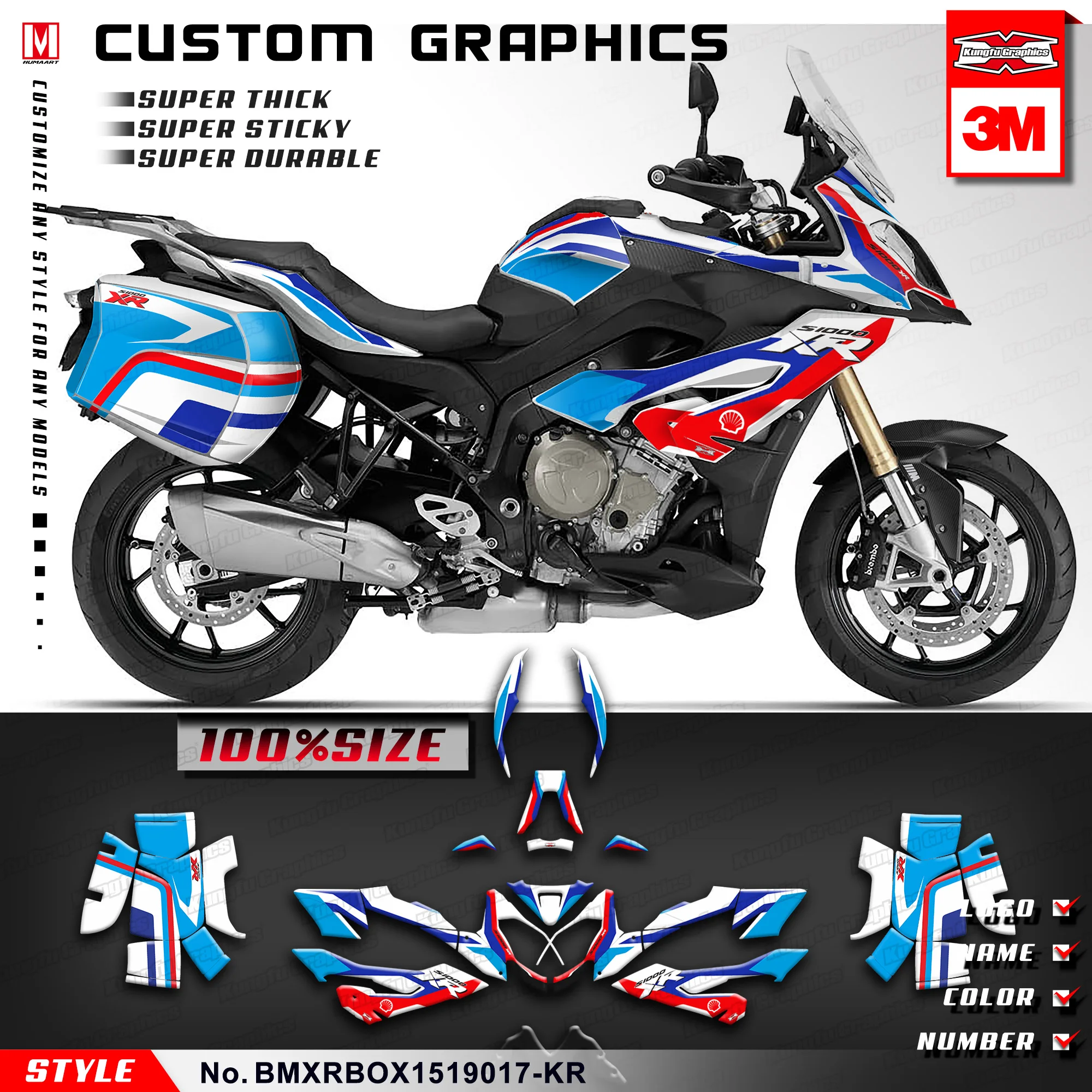 KUNGFU GRAPHICS Custom Stickers Vinyl Wrap Blue Deco Kit for BMW S1000XR 2015 2016 2017 2018 2019, Style No.BMXRBOX1519017-KR
KUNGFU GRAPHICS Custom Stickers Vinyl Wrap Blue Deco Kit for BMW S1000XR 2015 2016 2017 2018 2019, Style No.BMXRBOX1519017-KR