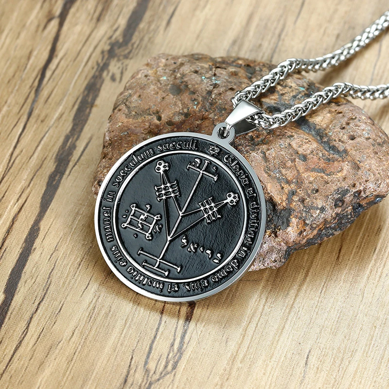 

Fourth Pentacle of Jupiter Key of Solomon Pendant Stainless Steel Men's Necklace Seals of The Seven Archangels