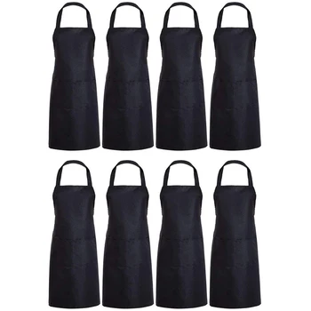 AFBC 8 Pack Bib Aprons Bulk - Unisex Black Commercial Apron with 2 Pockets for Kitchen Crafting BBQ Drawing Cooking 
AFBC 8 Pack Bib Aprons Bulk - Unisex Black Commercial Apron with 2 Pockets for Kitchen Crafting BBQ Drawing Cooking