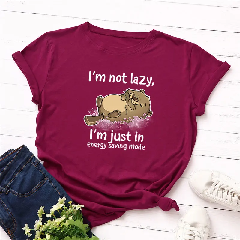 Plus Size Women T-shirt 100% Cotton Cartoon I' am Not Lazy Letters Print Funny T-Shirt Women O-Neck Short Sleeve Tshirt Tops
Plus Size Women T-shirt 100% Cotton Cartoon I' am Not Lazy Letters Print Funny T-Shirt Women O-Neck Short Sleeve Tshirt Tops