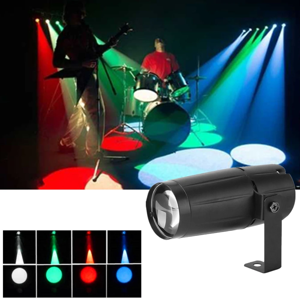 

5W RGBW LED Spotlight Disco Ball Projector LED Pin Spot Light Home Decor Party DJ Show Beam Effect Stage Spot Lighting