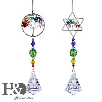 H&D Set 2 Chakra Quartz Natural Stone Tree of Life Star of David Glass Prism Crystal Suncatcher Pendant Rainbow Maker Home Decor
H&D Set 2 Chakra Quartz Natural Stone Tree of Life Star of David Glass Prism Crystal Suncatcher Pendant Rainbow Maker Home Decor