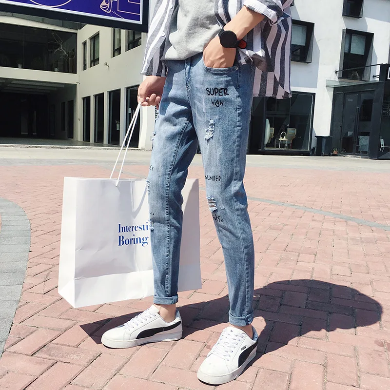 19 Spring And Summer Korean-style CHIC Trend Skinny Jeans Elasticity Faded with Holes Capri Jeans
19 Spring And Summer Korean-style CHIC Trend Skinny Jeans Elasticity Faded with Holes Capri Jeans