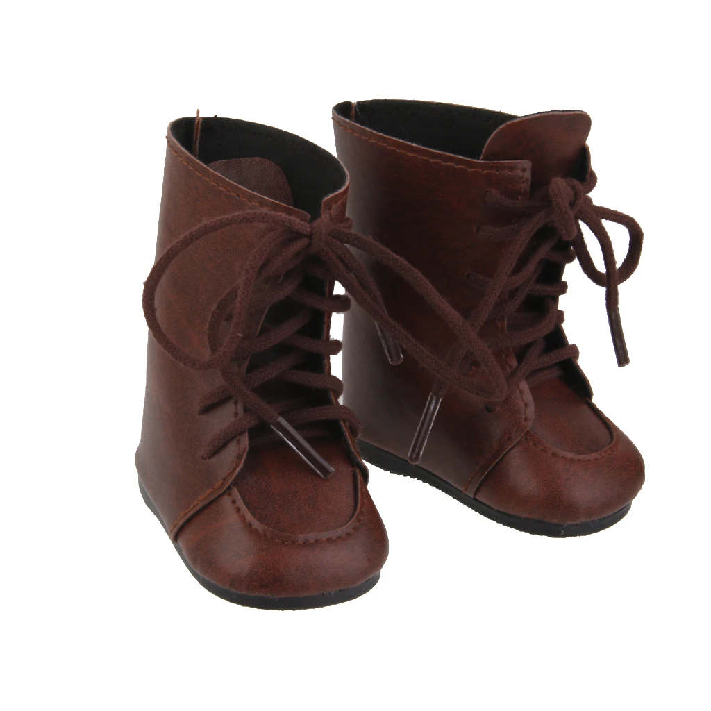 Vintage Brown Lace Up Boots Shoes for 18inch American Doll Clothes Dress Up Accs Vintage Brown Lace Up Boots Shoes for 18inch American Doll Clothes Dress Up Accs