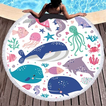 Cartoon Ocean Fish Round Beach Towel Tassels Kids Bedroom Play Game Blanket Mat Tapestry Microfiber 150cm Shower Bath Towels
Cartoon Ocean Fish Round Beach Towel Tassels Kids Bedroom Play Game Blanket Mat Tapestry Microfiber 150cm Shower Bath Towels