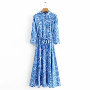2020 Spring Women's New Temperament Lapel Long Sleeve with Belt Satin Dress Breasted Long Flower Dress
2020 Spring Women's New Temperament Lapel Long Sleeve with Belt Satin Dress Breasted Long Flower Dress
