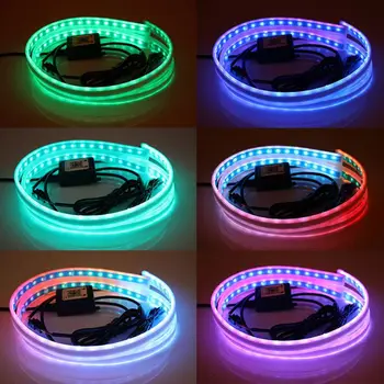 2Pcs Car Flowing RGB Daytime Running Light DRL APP Multi Color LED Light Strip Turn Signal Lights
2Pcs Car Flowing RGB Daytime Running Light DRL APP Multi Color LED Light Strip Turn Signal Lights