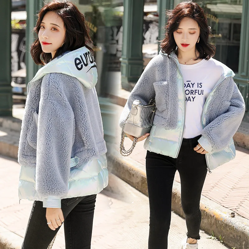 Ke li rong Lambs Wool Joint Cotton Coat Women's 2019 Autumn And Winter New Style Korean-style Hooded Short Elegant Cotton-padded
Ke li rong Lambs Wool Joint Cotton Coat Women's 2019 Autumn And Winter New Style Korean-style Hooded Short Elegant Cotton-padded