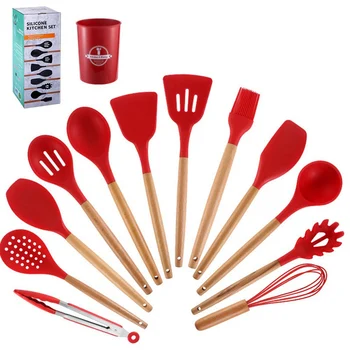 12PCS Silicone Cooking Tools Kitchen Utensils Set Accessories With Storage Box Tong Spatula with Wood Handle Nonstick Cookware
12PCS Silicone Cooking Tools Kitchen Utensils Set Accessories With Storage Box Tong Spatula with Wood Handle Nonstick Cookware