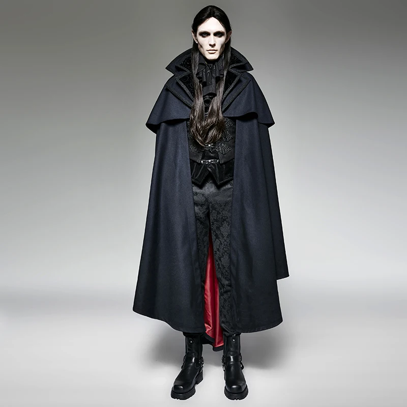 

PUNK RAVE Men's Gothic Vampire Count Cape Coat Gorgeous Woven Unique Stage Halloween Performace Long Cloak Jacket