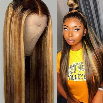 Silky Straight 360Frontal Highlight Blonde 13x6 Lace Front Human Hair Wig Preplucked With Baby Hair Brazilian Remy Full Lace Wig 
Silky Straight 360Frontal Highlight Blonde 13x6 Lace Front Human Hair Wig Preplucked With Baby Hair Brazilian Remy Full Lace Wig