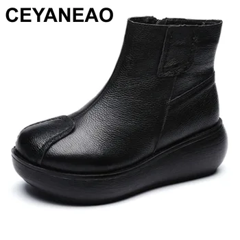 CEYANEAO Autumn Vintage Casual Genuine Leather Flat Platform Boots Women Shoes Winter Warm Raise Ankle Short Boots For Women
CEYANEAO Autumn Vintage Casual Genuine Leather Flat Platform Boots Women Shoes Winter Warm Raise Ankle Short Boots For Women