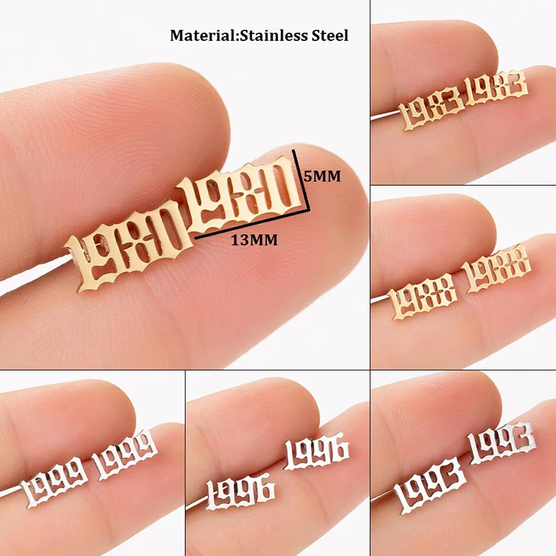 JUJIE Fashion Years Stainless Steel Earrings For Women 2020 Commemorate Number Korean Stud Earring Friend Gift Jewelry Wholesale
JUJIE Fashion Years Stainless Steel Earrings For Women 2020 Commemorate Number Korean Stud Earring Friend Gift Jewelry Wholesale