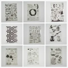 Floco de neve e grinalda barato transparente selo claro para diy scrapbooking/cartão que faz/crianças natal diversão decoração suprimentos(China)