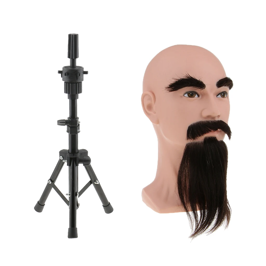 Male Mannequin Head Jewelry Wigs Cap Hat Display Model W/ Beard&Tripod Stand Male Mannequin Head Jewelry Wigs Cap Hat Display Model W/ Beard&Tripod Stand