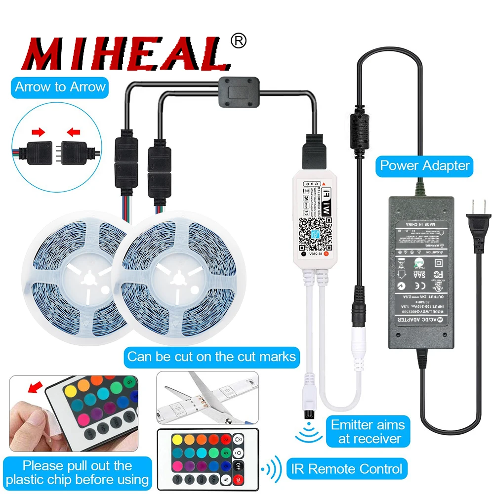 LED Strip RGB Light WiFi Controller Bluetooth luces Led 5M 10M 20M RGB 5050 Flexible Lamp Tape Ribbon With Diode Tape DC 12V
LED Strip RGB Light WiFi Controller Bluetooth luces Led 5M 10M 20M RGB 5050 Flexible Lamp Tape Ribbon With Diode Tape DC 12V