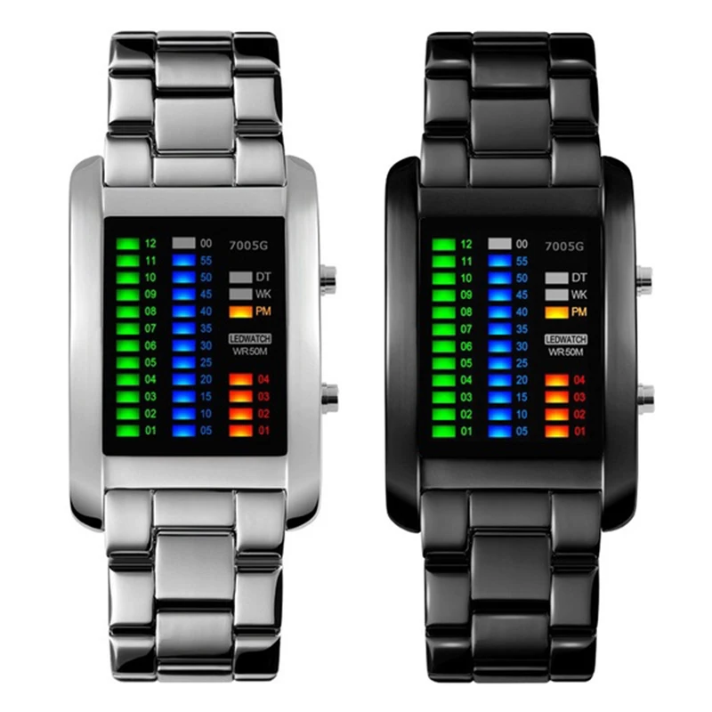 Binary Watch Resistant Watches Men 3ATM Waterproof Alarm Chrono Rectangle Dial Canlender Black Light Tough Structure
Binary Watch Resistant Watches Men 3ATM Waterproof Alarm Chrono Rectangle Dial Canlender Black Light Tough Structure