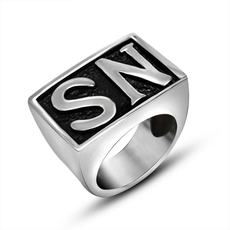 Фото Модные SN NS письмо литье кольцо в стиле ретро В винтажном Букв английского